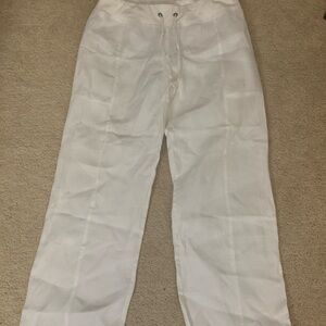 Eileen Fisher Women's White Straight Leg Pants Size PM 30 waist 27.5 inseam